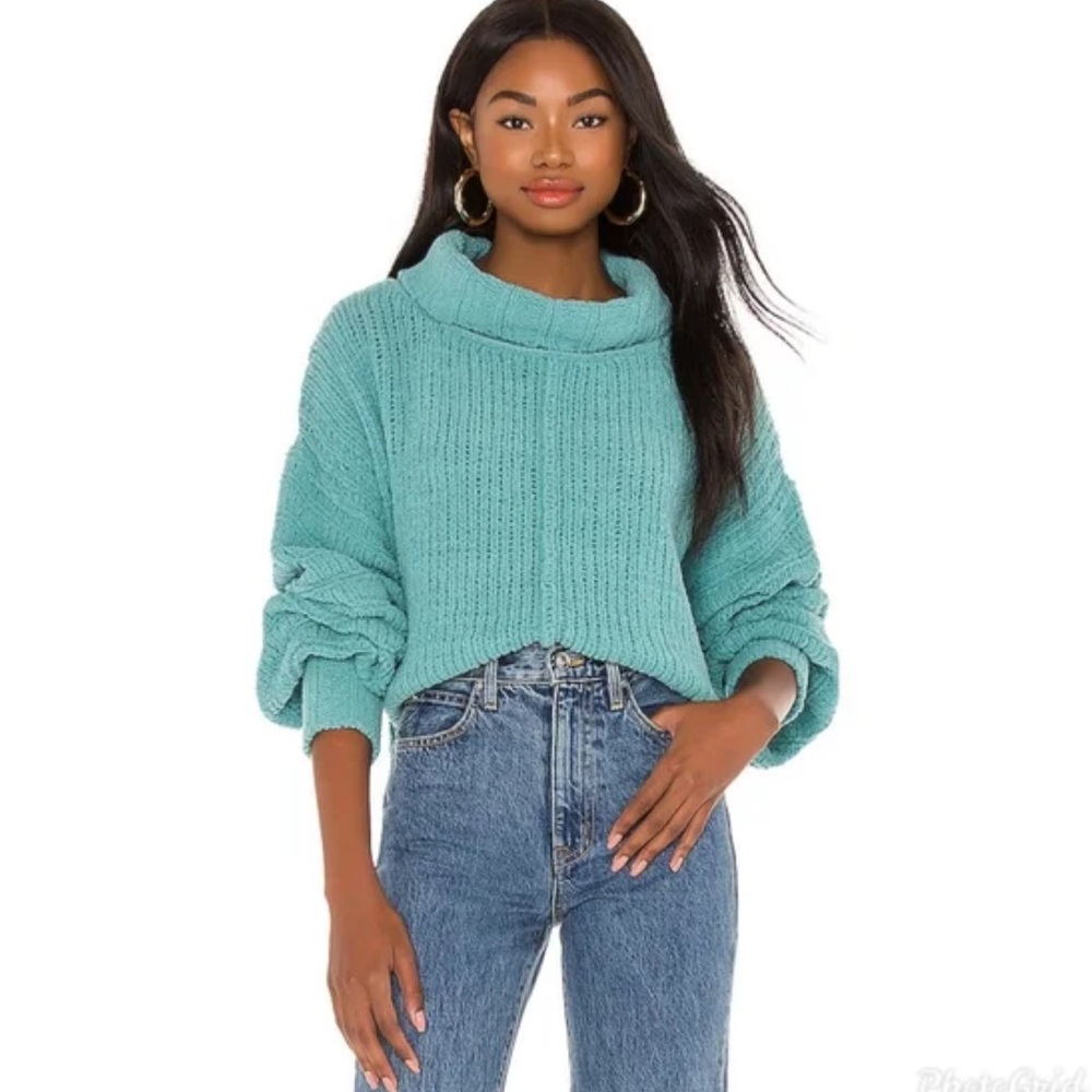 NWT Free People Emerald Aura Be Yours Pullover Balloon Sleeve Sweater XL Boho - Picture 2 of 13